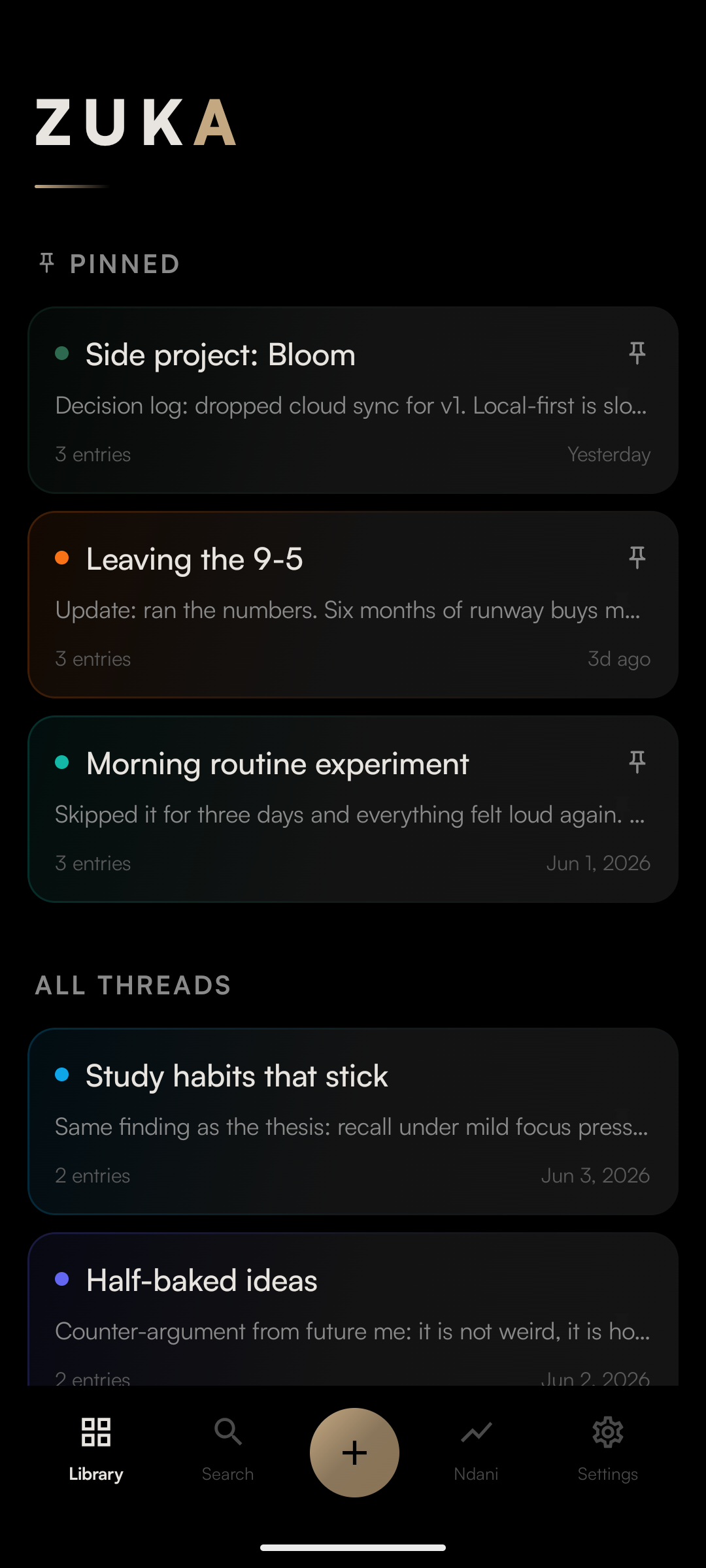 ZUKA active threads screen